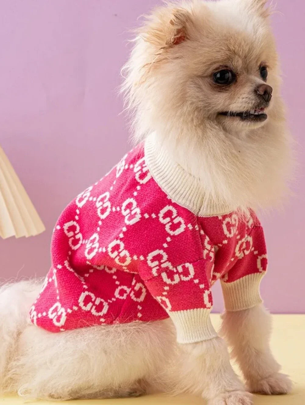 Designer GG Dog Sweater Soft Stretchy Size Medium (Fits Small To Medium)